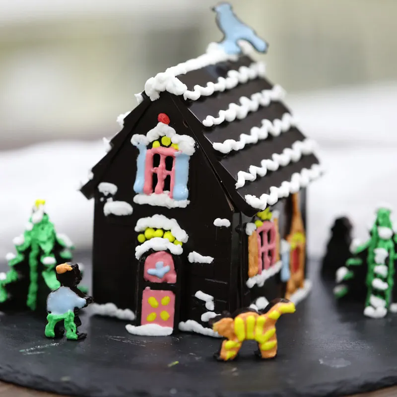 2 KS Silikónové 3D Čokoláda Plesní, Svadobné, Vianočné Gingerbread House Plesne Vianočný Večierok Tortu Formy Výzdoby Zapekacej Misky