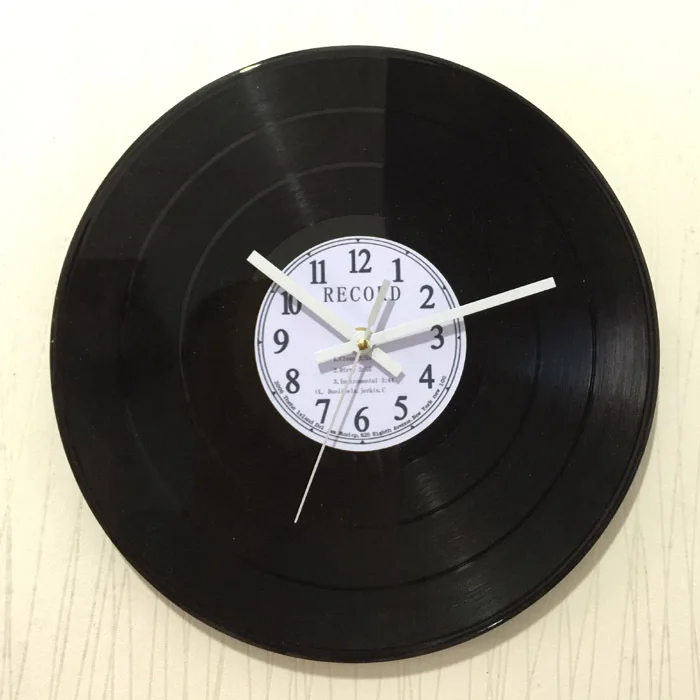 Nástenné hodiny Reálneho CD nahrávku kreatívne hodiny Black LP horologe Kruhové horologium