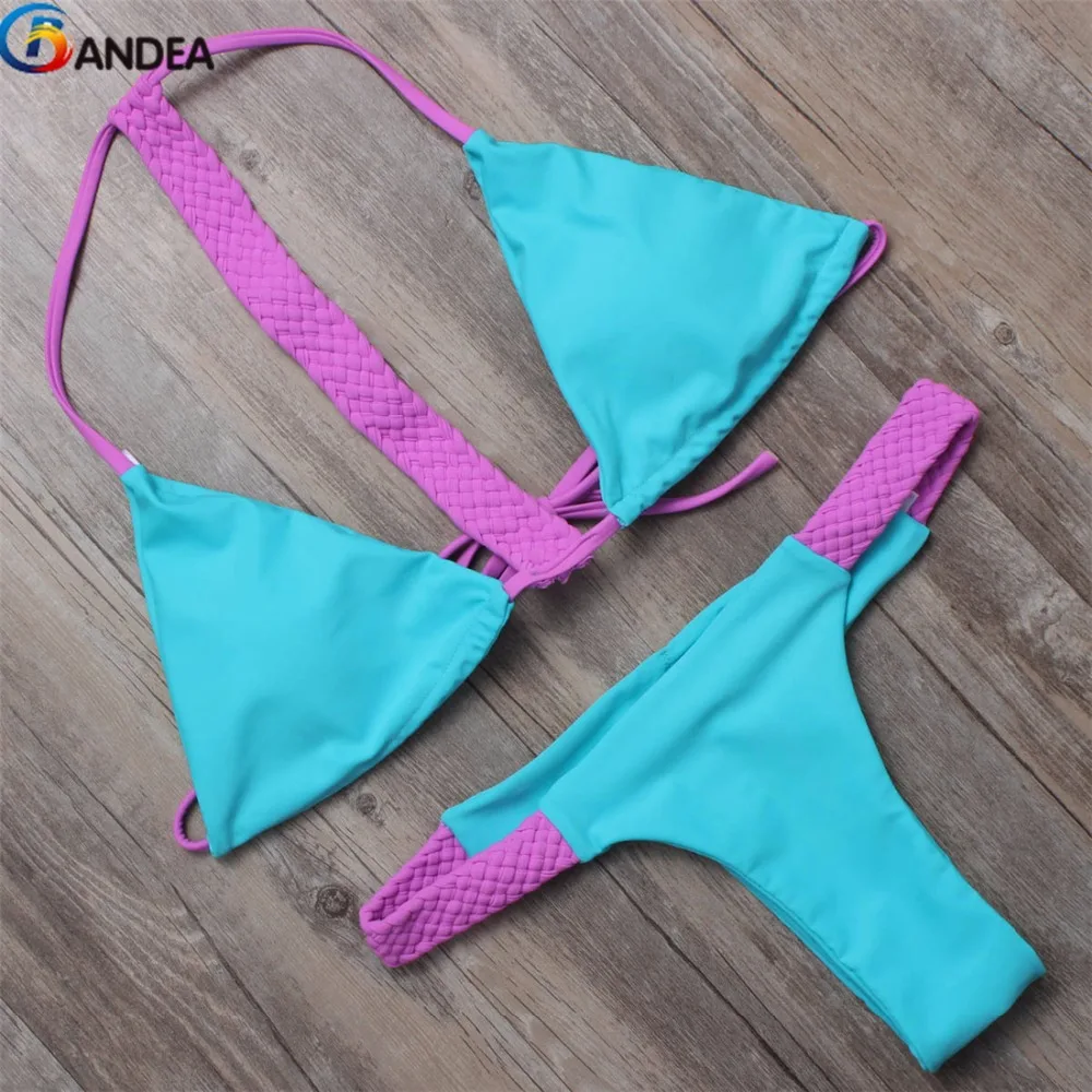 BANDEA patchwork bikini sexy plavky brazílske bikiny značky halter bikini tangá nohavičky háčkovanie plávanie oblek pre ženy HA906