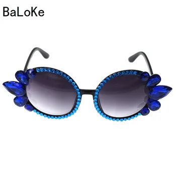 2017 barokový drahokamu cat eye slnečné okuliare ženy dizajnéri luxusné black cat eye crystal slnečné okuliare sexy odtiene pre ženy B#2941