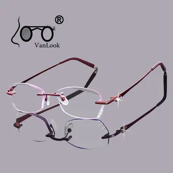 Drahokamu Okuliare na Čítanie pre Ženy, Purpurovo Objektív Gafas de Lectura Luxusné bez obrúčok Predstavenie +100 +150 +200 +250 +300 +350 +400