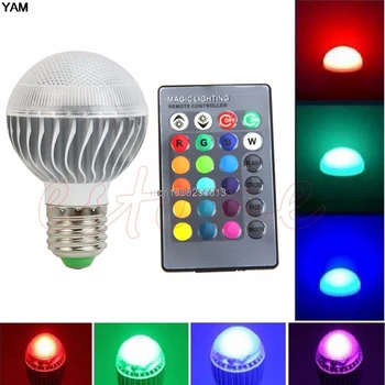 E27 15W RGB LED Svietidlo Farba výmena Žiarovky S Diaľkovým ovládaním 85-265V