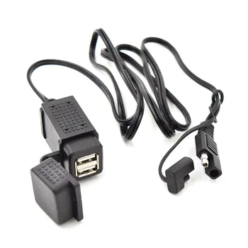 Top kvalita 12V-24V Dual USB nepremokavé motocykel 2.1 Dual USB nabíjací kábel do SAE telefón, nabíjačka, Napájací Adaptér Zásuvky časti