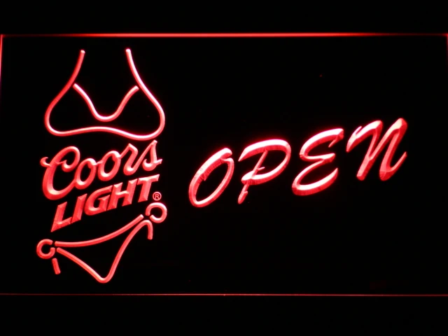 050 Coors Light Bikini Pivo OTVORTE Panel LED Neónový nápis s On/Off vypínač 20+ Farieb A 5 Veľkostí si môžete vybrať