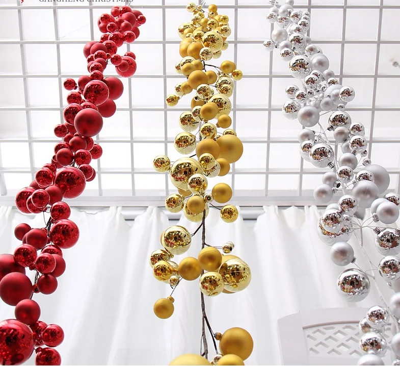 1.8 M Gold/Red/Silver Loptu Pozastavenie ornament Popruh Garland Vianočný Stromček Sviatok Miesto Dekorácie