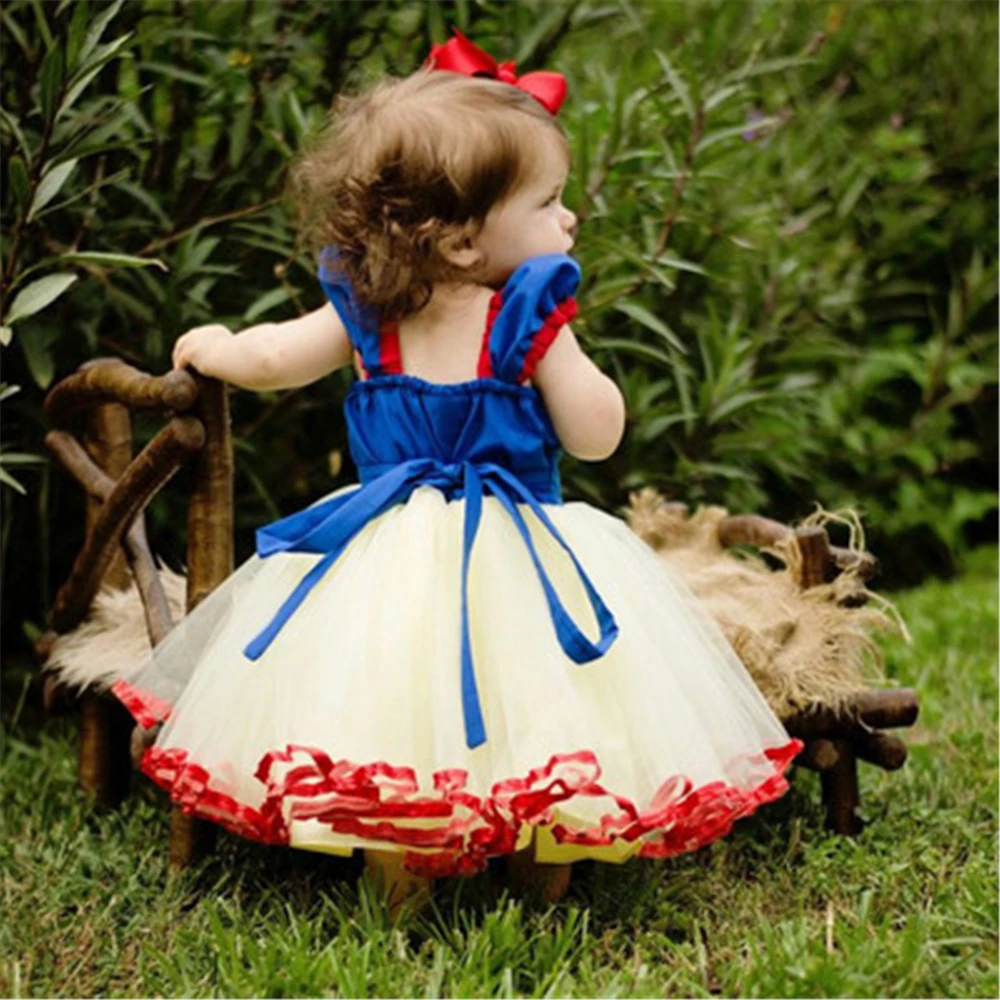 1. Narodeniny Snow White Oblečenie Letné Baby Girl Oka Krst Šaty Fantázie Dieťa Svadobné Šaty Dieťa Strany Tutu Šaty Novorodenca