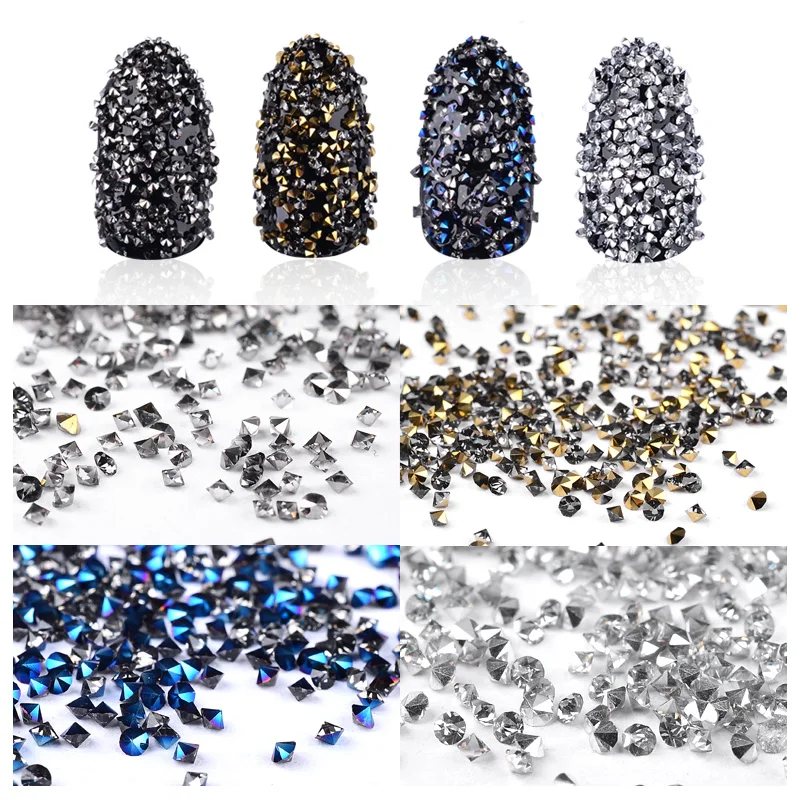 1000Pcs/Box Farebné Lesk Micro Kamienkami Tvar Konci Lesklé 3d Drobné Crystal Príslušenstvo Pre KUTILOV, Manikúru, Nail Art, Ozdoby
