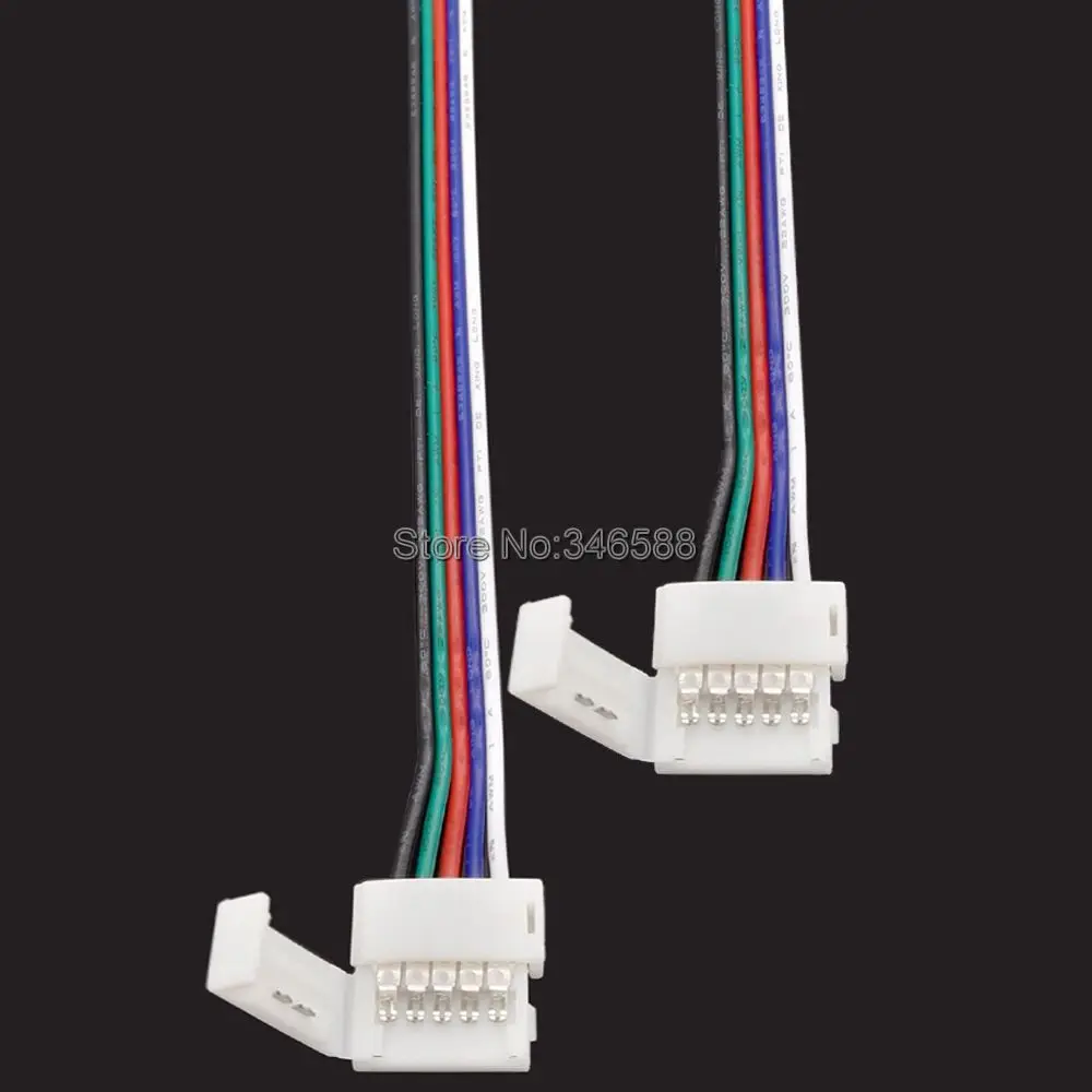 10PCS 5-pin 12 mm Šírka 2-Pásmový Solderless Pásy Pásy Jednoduché Prichytenie Dole PCB RGBW Konektor 10 cm 5Pin Drôt Káblová Spojka Pigtail