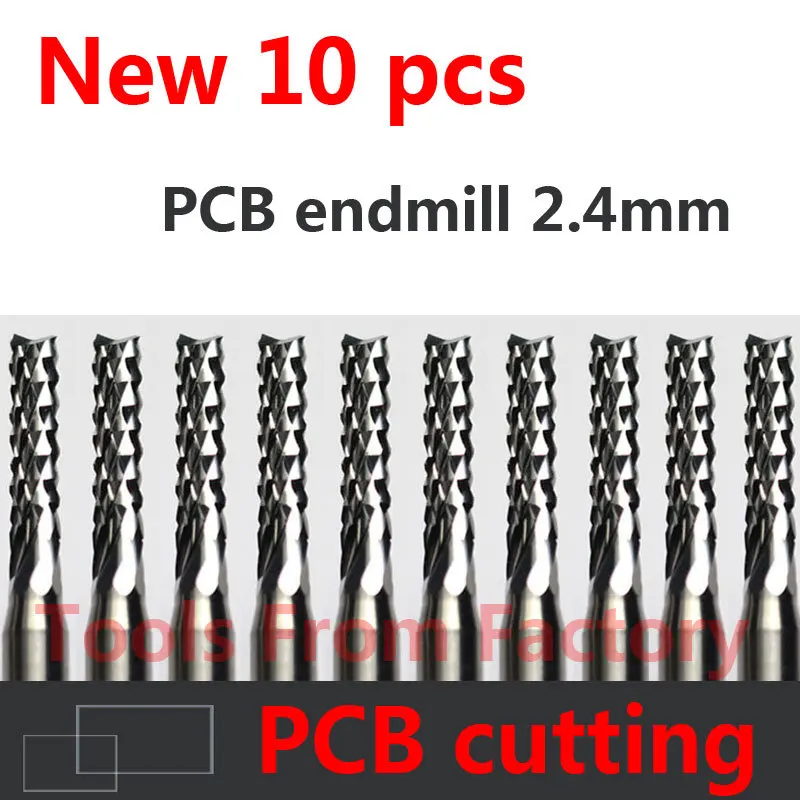 10pcs Karbidu PCB CNC Gravírovanie Bitov Konci Frézovanie Fréza, rezanie, vŕtanie otvoru endmill - 2.4 mm Priemer # ST3.2.410