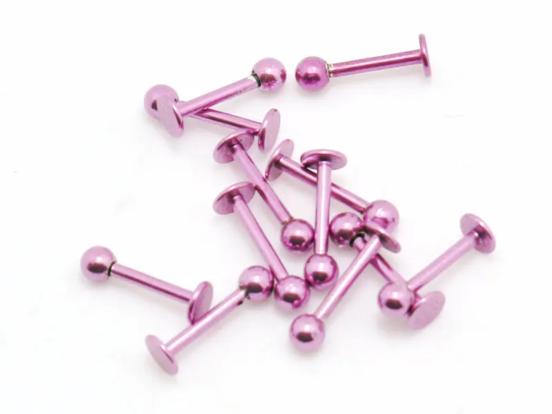 10pcs ružovej farby labret piercing šperkov pier krúžky s 3 mm gule