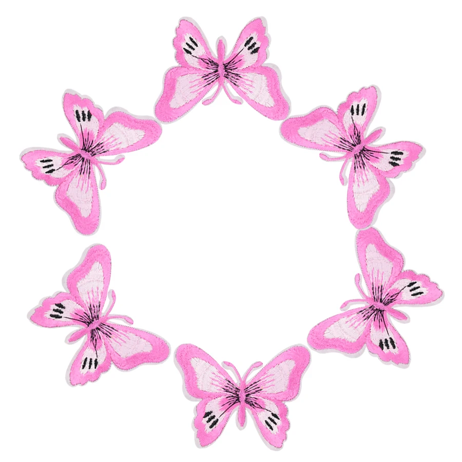 10pcs Ružová Motýľ škvrny hmyzu odznaky na odevy železa vyšívané patch nášivka žehlička na škvrny šitie príslušenstvo urob si sám