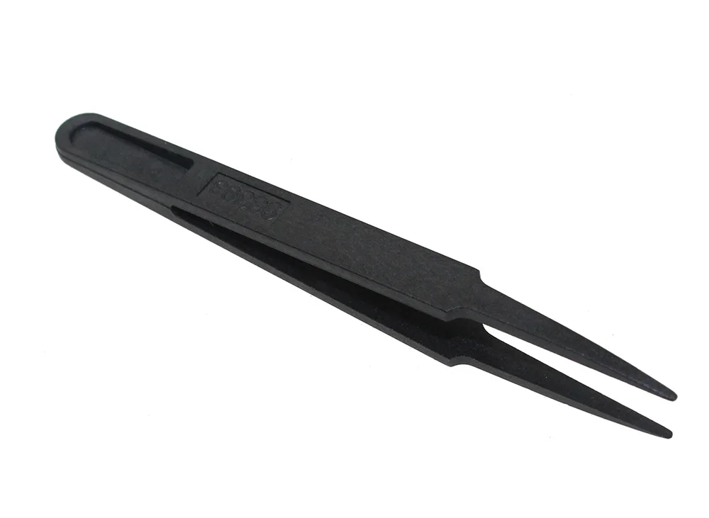 10pcs/veľa Prenosné Black Rovno Ohýbať Anti-statické Plastové Tweezer Repair Tool