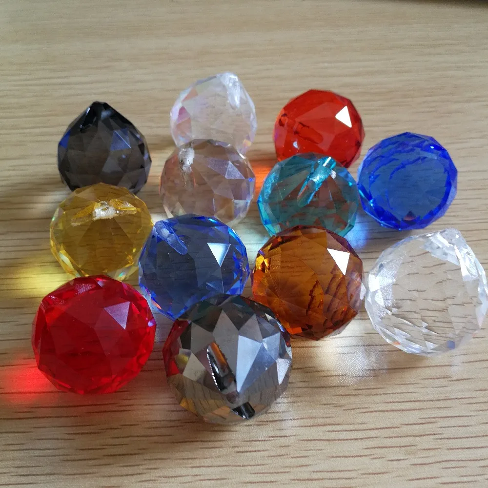 10units 30 mm zmiešané farby, Sklenený hranol časti Crystal feng shui loptu Crystal tvárou loptu pre osvetlenie/svadobné izba/okno dekor