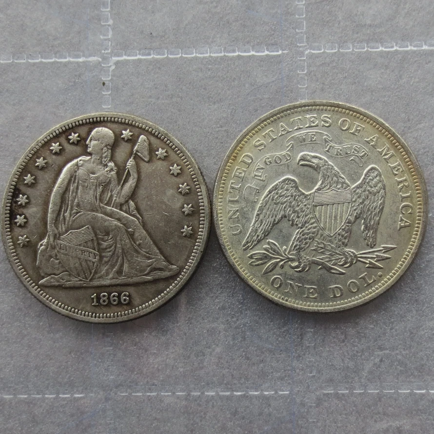 1866 V Sede Slobody Strieborné Doláre Jeden Dolár Mince Retail