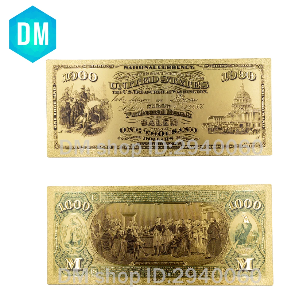 1875 Rok Čisté Zlato, Bankovky USA Peniaze Vlastné Zlato USD 1000 Dolárov s Farebným Najnovšie Bankoviek