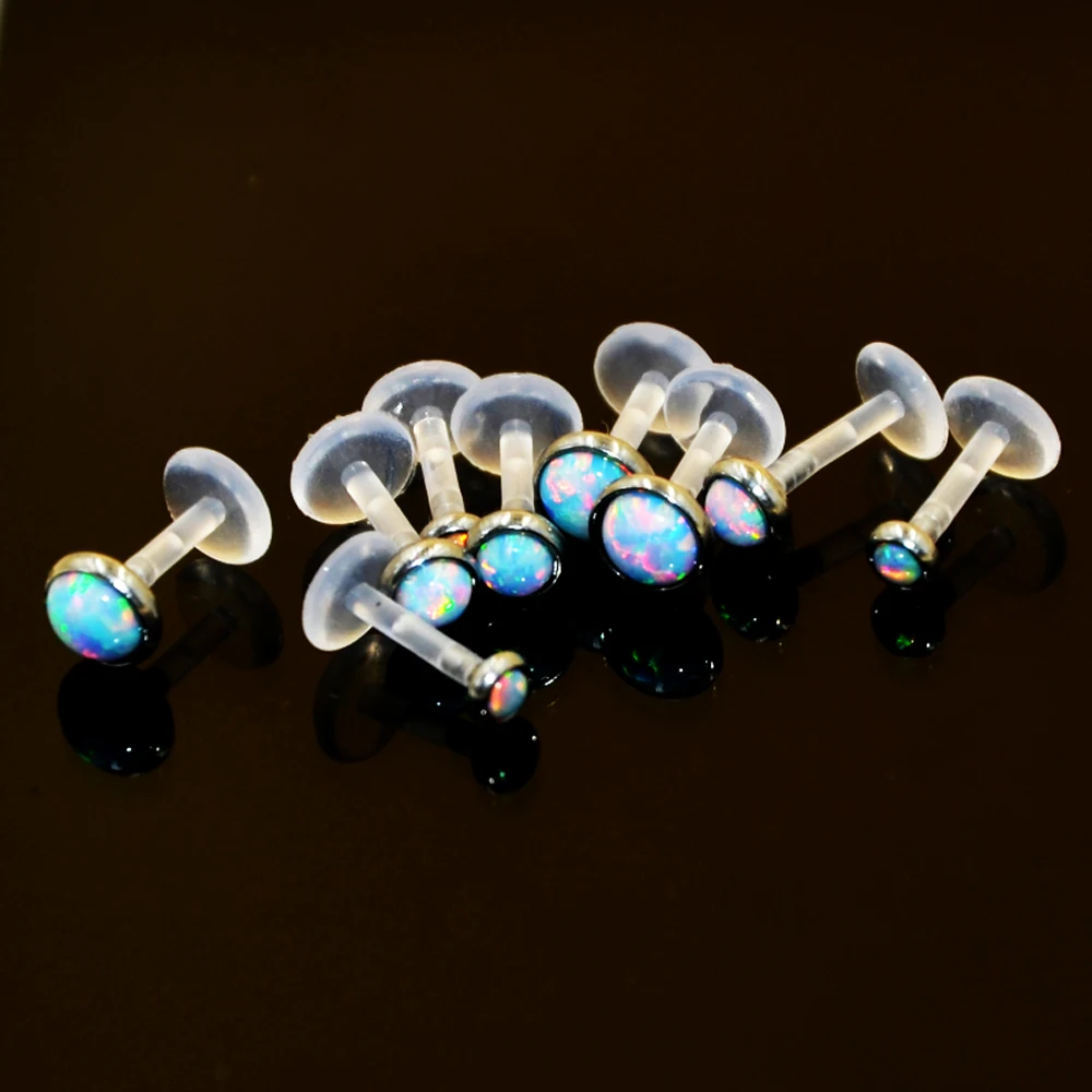 1Pcs Opal Kameň Bio Flexibilné Monroe Labret Prírubového Krúžku Push Fit Opal Náušnice Chrupavky Piercing Šperkov