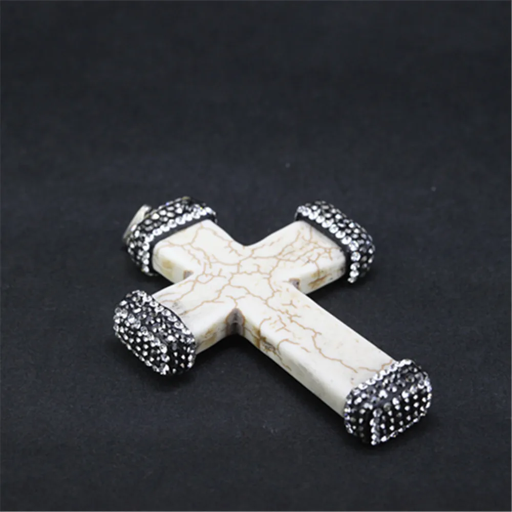 1pcs Prírodný biely kríž praskanie kameň pripraviť kamienkami prívesok charm druzy quartz prívesok na náhrdelník/náušnice ako najlepší darček