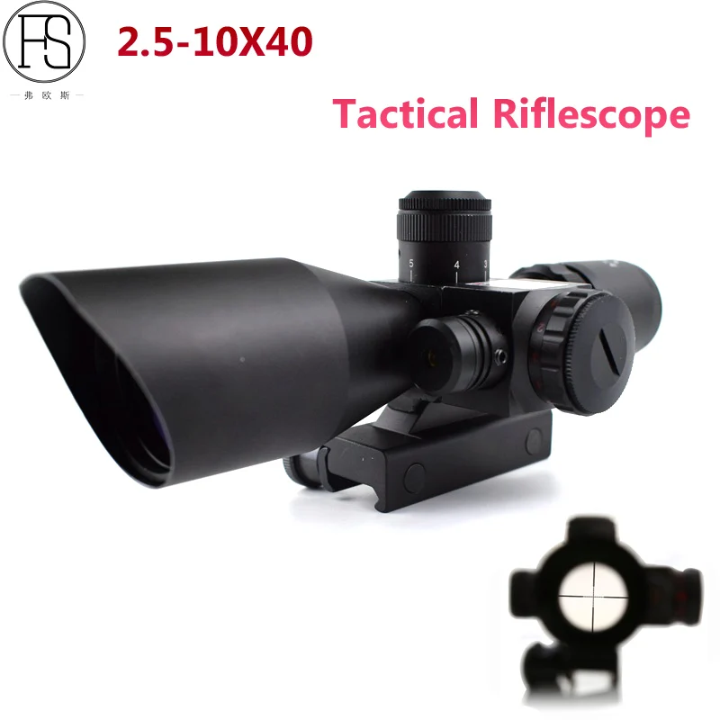 2.5-10x40 Taktické Riflescope Lov Optika Zelený Červený Laserový Zameriavač Rozsahy Pre 11 mm Alebo 20 mm Železničnej Streľba Airsoftové Sniper Scope