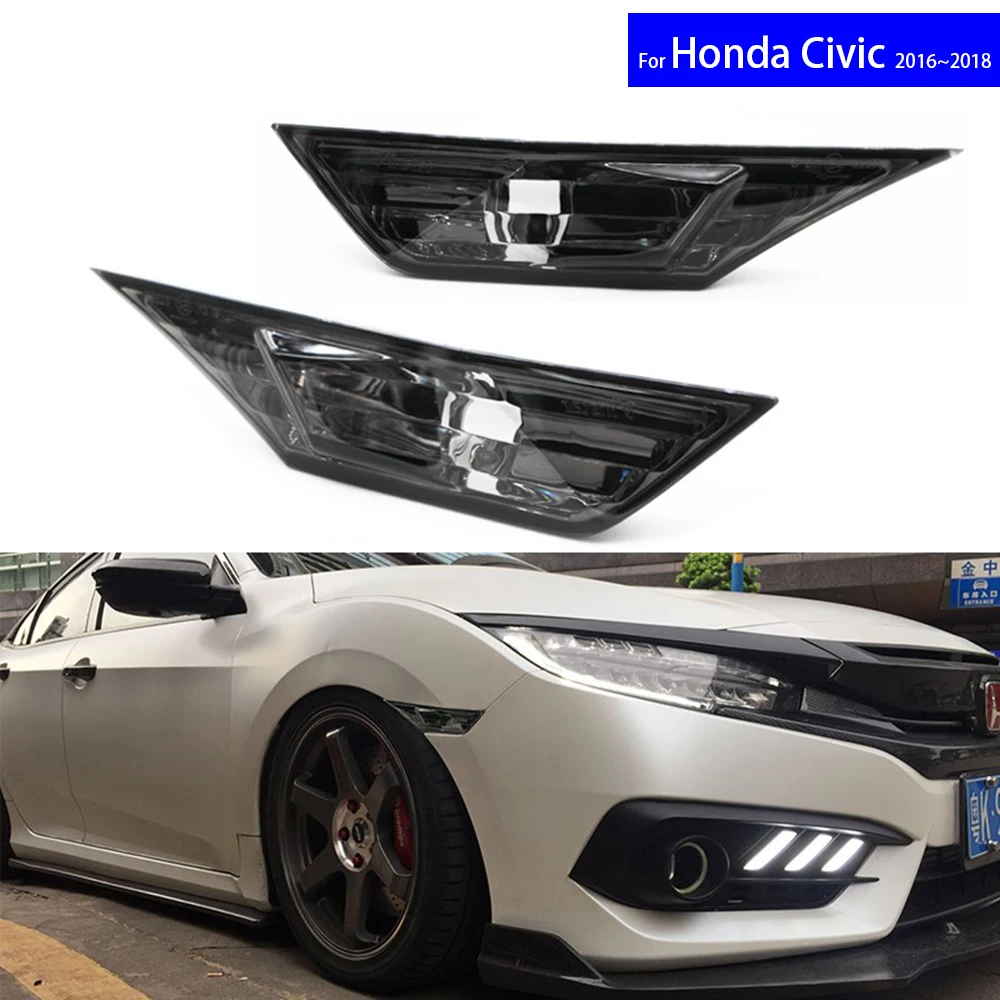 2 Ks JDM Štýle Údené Objektív LED Strane Značka Auta Svetlá Pre Honda Civic 2016 2017 2018 Auto Reflektor Zase Signálne Svetlá