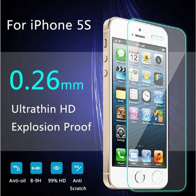 2 ks ochranné sklo na iPhone 5s 9H Tenké proti Výbuchu Tvrdeného Skla Screen Protector Pre iPhone 5 5C 5S stráže