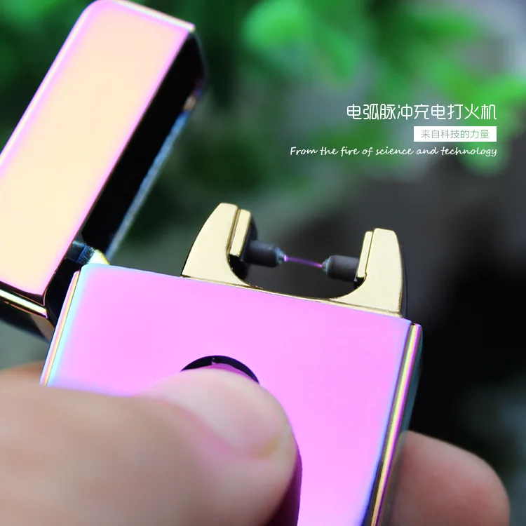 2 KS/VEĽA Tvorivých Shinning Farba Kovu USB Nabíjanie Pulz Arc Ľahšie elektronických cigariet zapaľovač