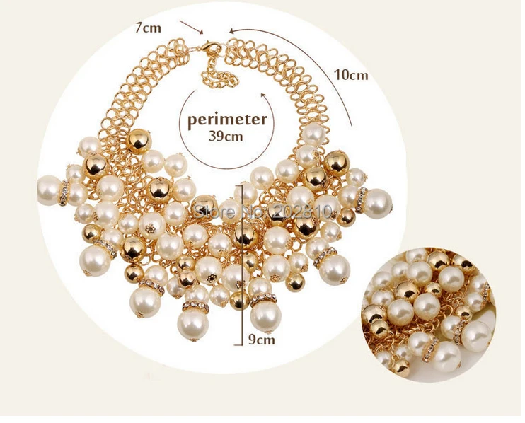 2017 nový model big & robustný reťazca perlový náhrdelník pre gold-farba,jemné kvality pearl multi-layer náhrdelníky na Svadobné & party