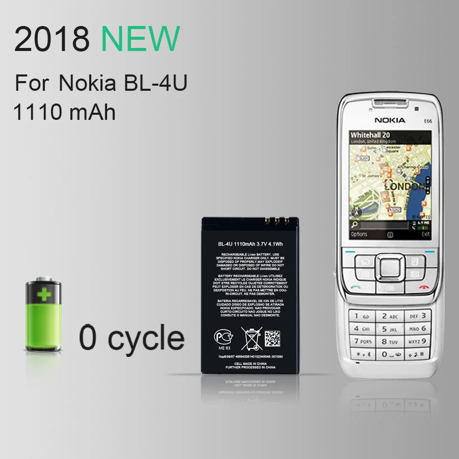2018 Nové HORUG Originálne batérie BL-4U Telefón Batéria Nokia BL 4U BL-4U BL4U E66 C5-03 5530 5730 Náhradný Nokia BL 4U