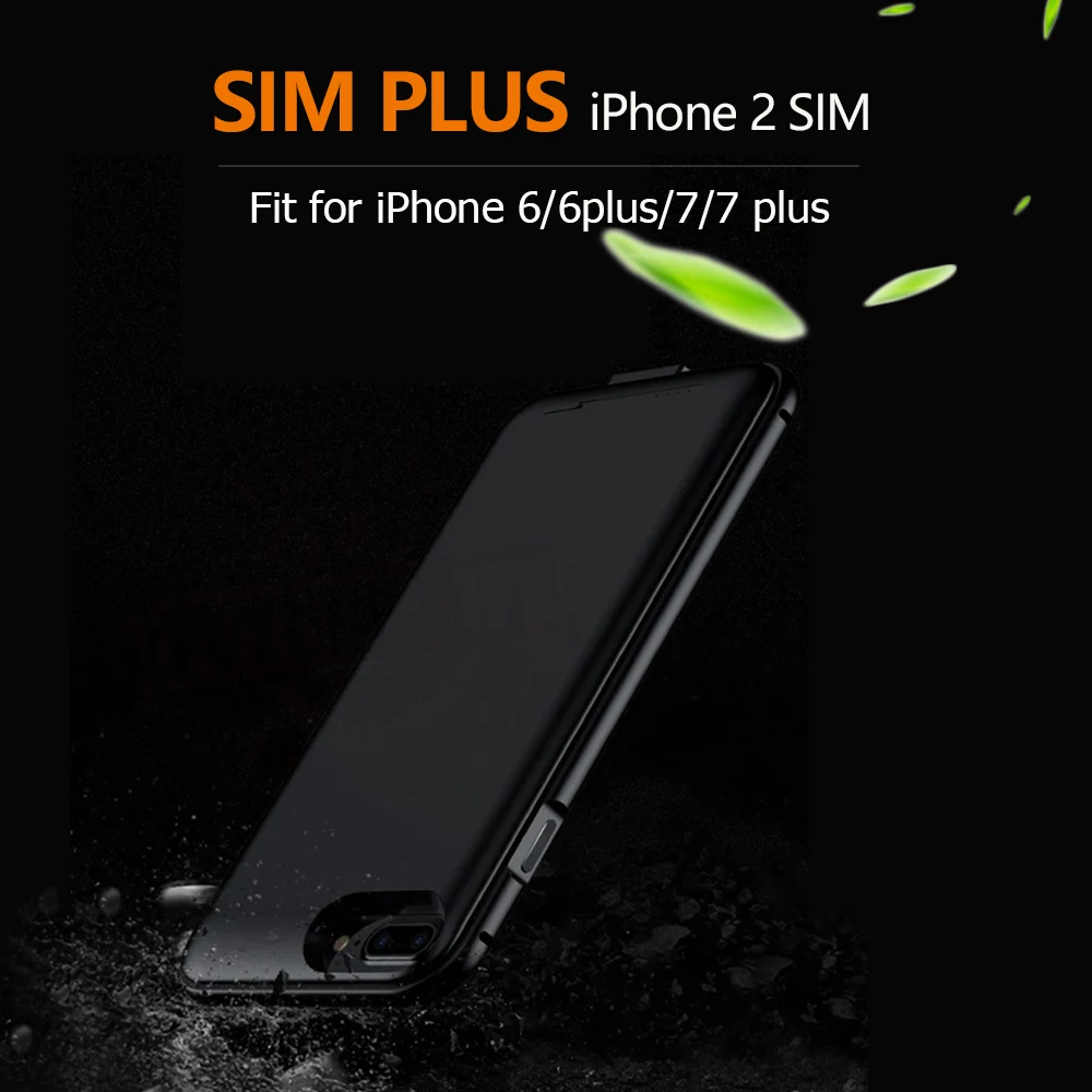 2018 SIMplus Dual SIM Dvojaký Pohotovostnom režime Adaper Kovový rám Ultratenké Dlhý Pohotovostný pre iPhone7/8 plus & 1800/2500 mAh Power Bank