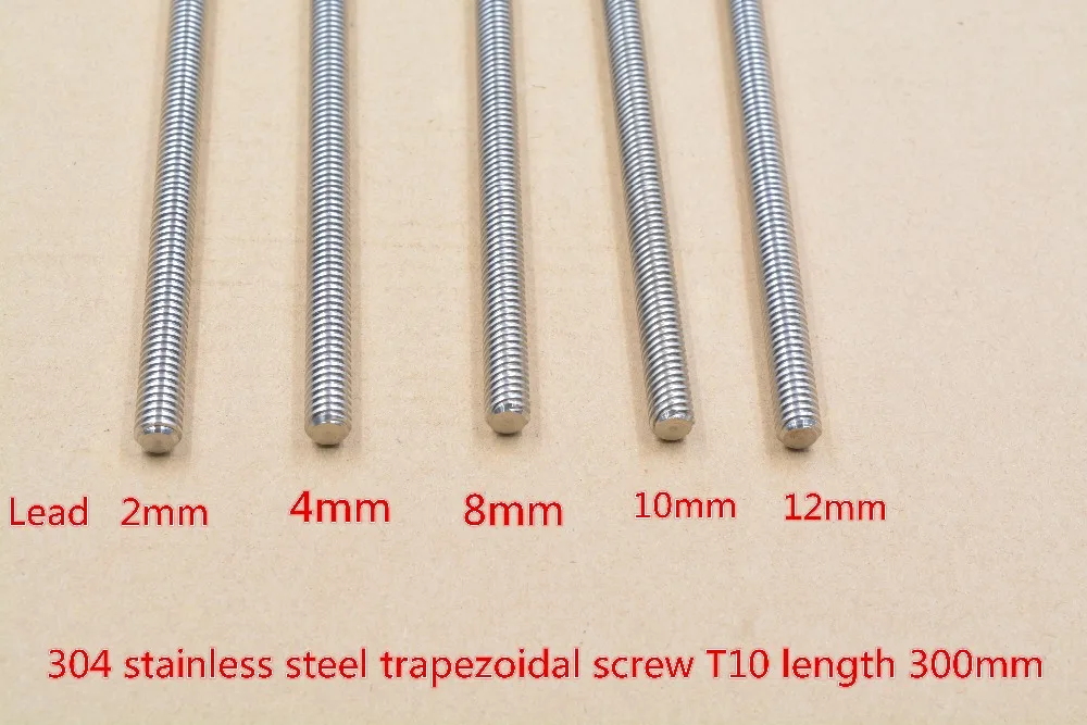 304 nerezovej ocele T10 skrutky dĺžka 300mm, viesť 2 mm 3 mm 4 mm 8 mm 10 mm 12 mm trapézové vreteno skrutku 1pcs