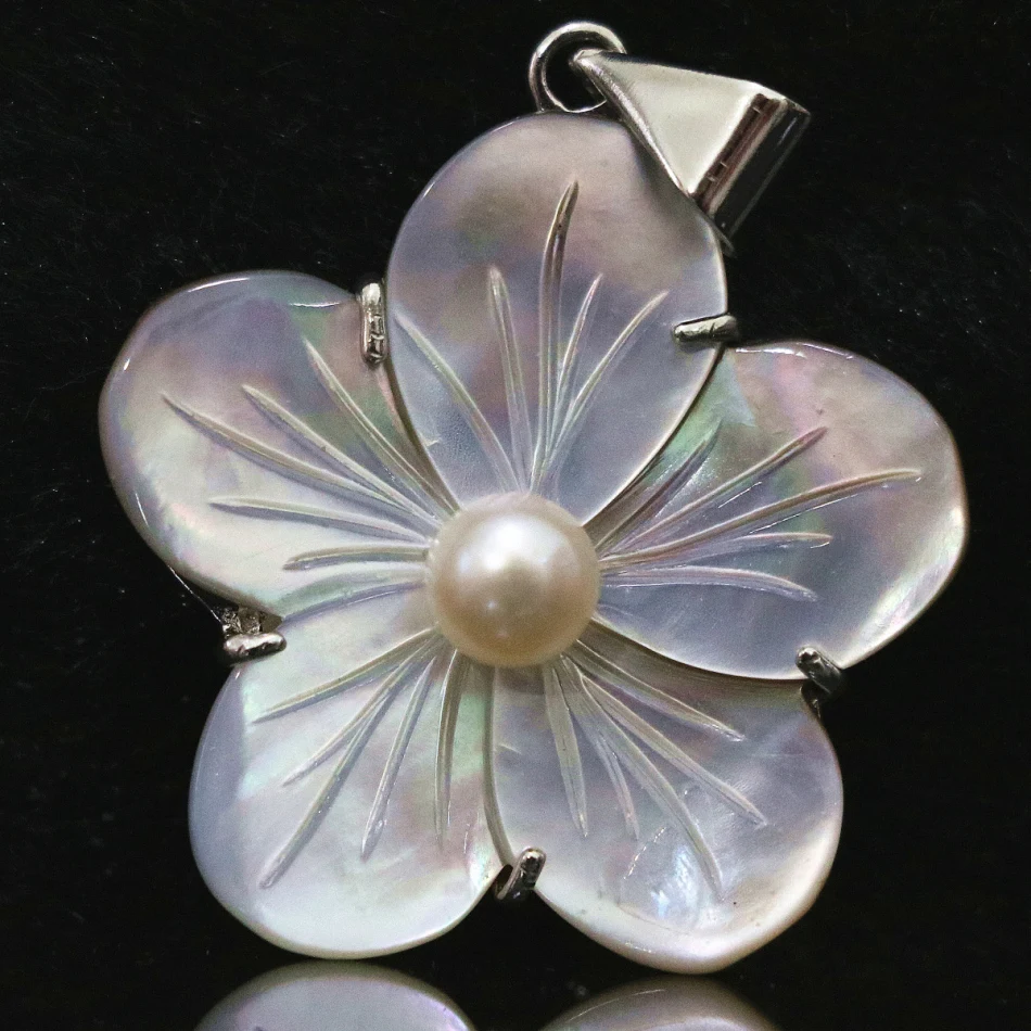 34cm Prírodná biela matka shell kvet prívesok okrúhle korálky, perly ženám robiť šperky B1112