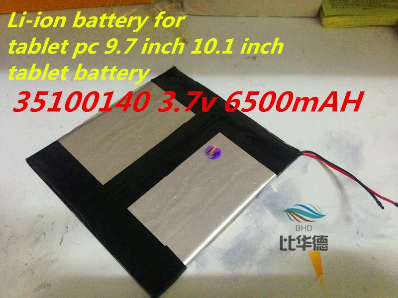 35100140 3,7 v 6500mAH (polymér lítium-iónové batérie), Li-ion batéria pre tablet pc 9.7 palca 10.1 palcový tablet batérie