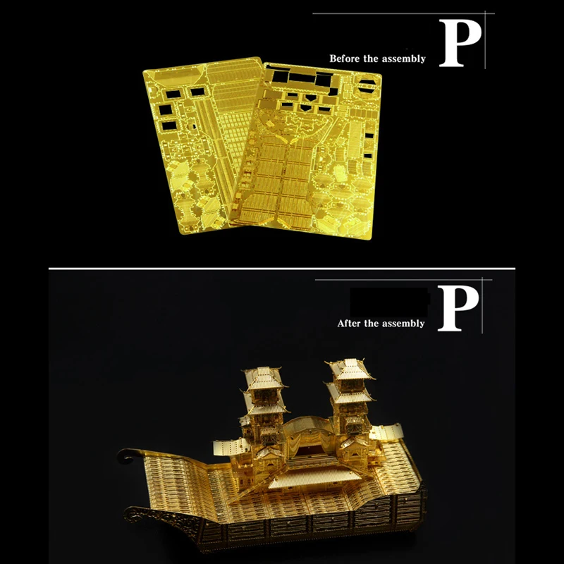 3D kovov Puzzle Yangzhou Radosť-loď Model J040 DIY 3D laserové rezanie obrazová Skladačka model Nano Puzzle Hračky pre dospelých Darček