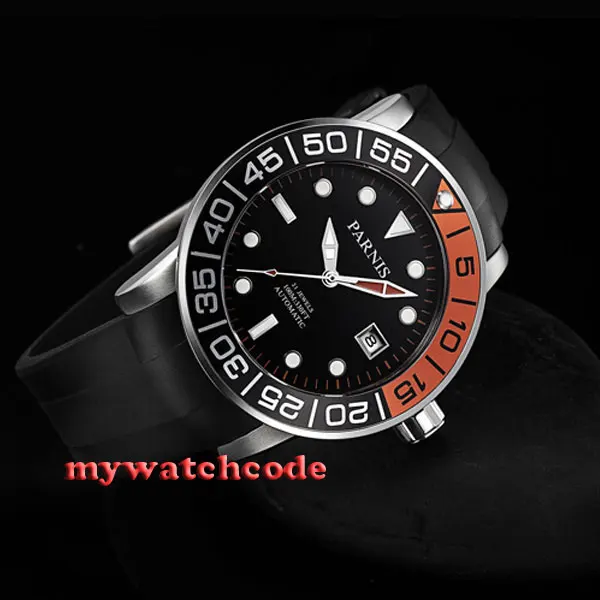 42mm Parnis black dial Zafírové sklo dátum okno Miyota automatické pánske watch370