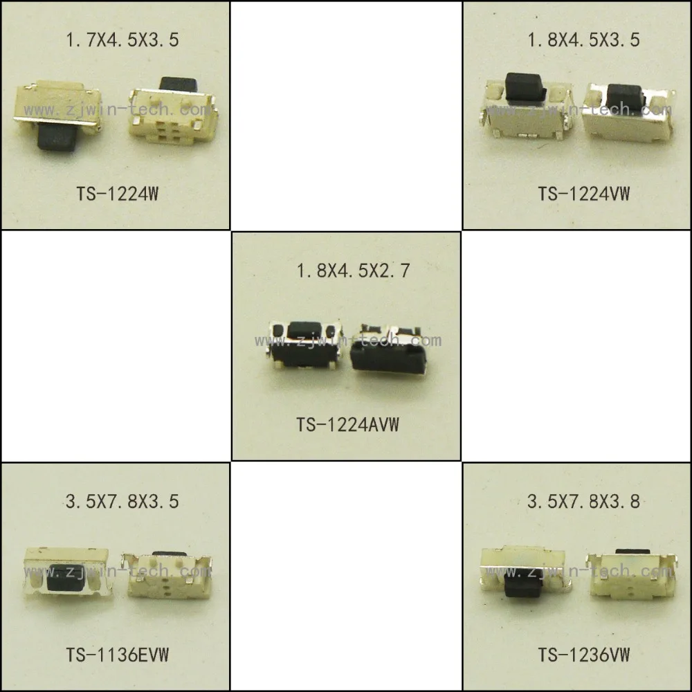 50PCS/5Models Memontary Takt Prepínač SMD Tlačidlo Telefónu Strane push Micro Tlačidlo ľahký dotyk prepínač 2X4mm/3X6X3.5 mm