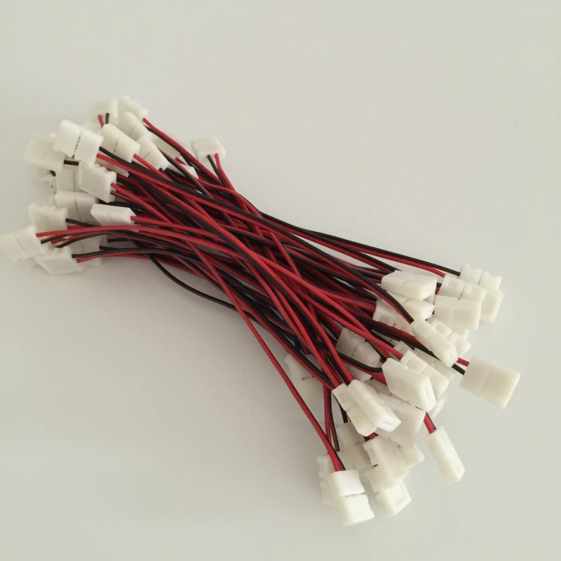 50pcs/lot 10 mm 2 pin led pásy konektor 5050 led predlžovací kábel drôt príslušenstvo oboch koncových s konektorom