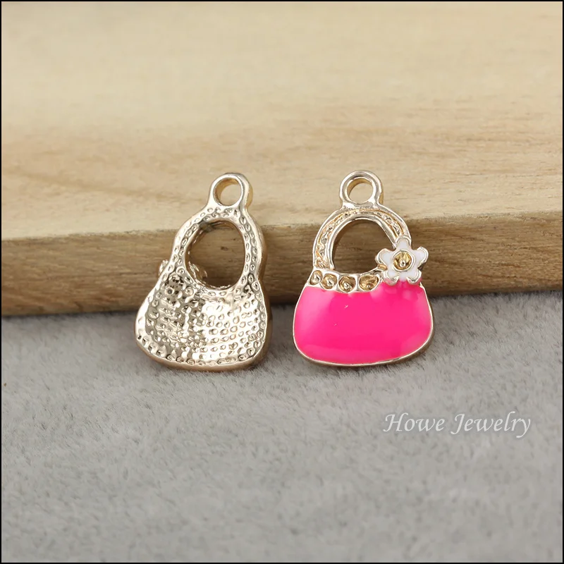 50pcs UV pozlátené ružová farba smalt plávajúce charms kabelky vhodné pre náhrdelníky & prívesky, šperky zistenia 80137