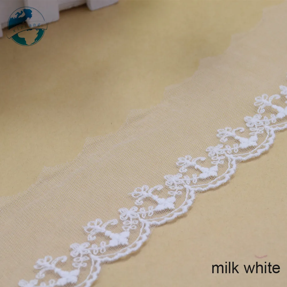 5yards 5,5 cm biela čipka bavlna výšivky, čipky francúzskej čipky stuhou textílie guipure diy trim osnovné pletenie šitie Príslušenstvo#2634