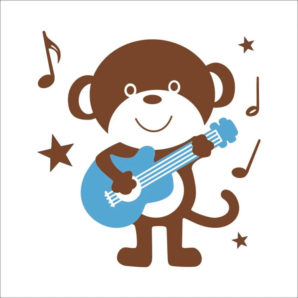 8369^ opice Múdry Roztomilé Opice, Hranie na Gitaru Umenie Stenu samolepky na Stenu nástenná maľba Pre Deti Škôlky Stenu Decor