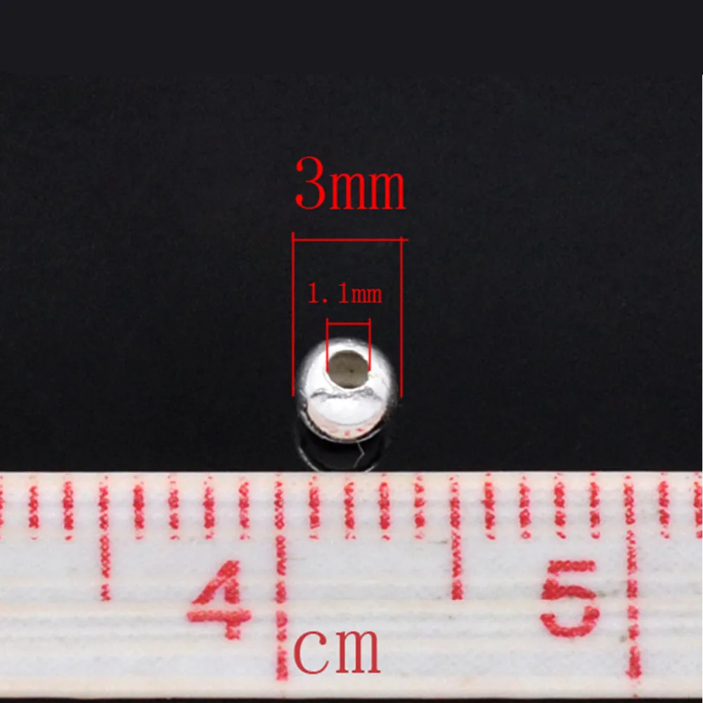 8SEASONS 1000PCs strieborná farba Hladké Guľkové Dištančné Korálky 3 mm Dia. (B01111)