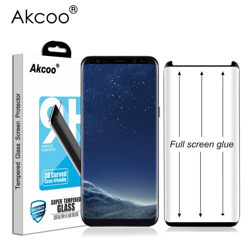 Akcoo S8 Screen Protector plný lepidlo verzia pre Samsung Galaxy S8 Plus plný lepidlo Prípade Priateľské tvrdené sklo Obrazovky Flim