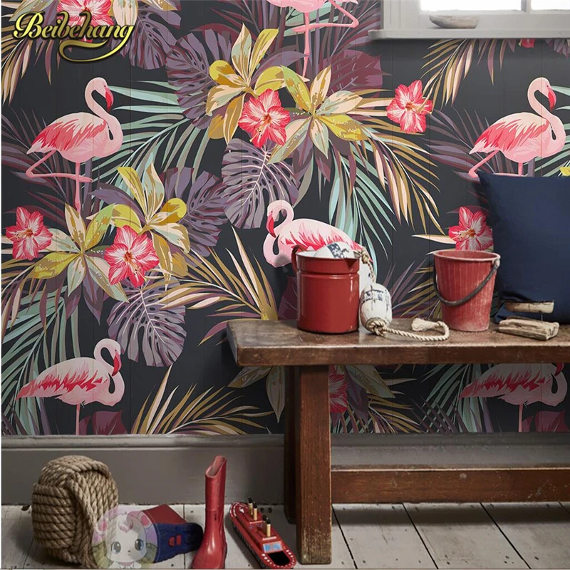 Beibehang Flamingo Tropických Rastlín, foto tapety 3D stenu papier Cafe stena papier nástenné maľby pre obývacia izba abstraktných kontakt