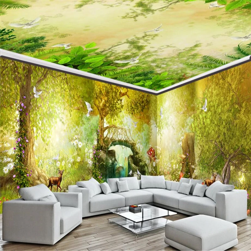 Beibehang Sen rozprávkový les bridge house 3D foto tapety veľký gauč, spálne, TV pozadie 3D nástenná maľba na stenu papier obývacia izba