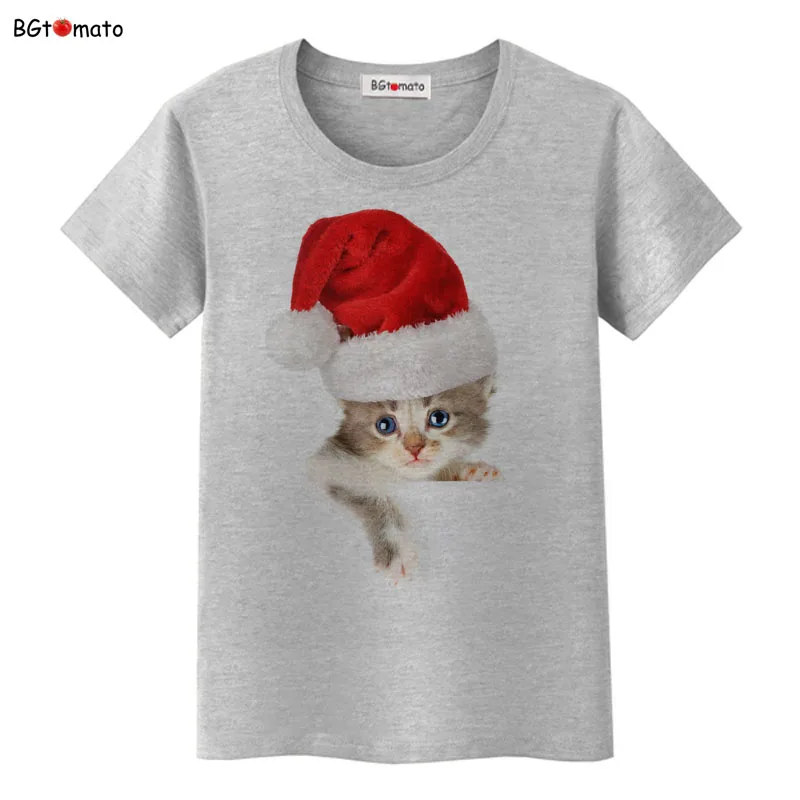 BGtomato Vianočné hat malé mačiatko t shirt ženy domáceho miláčika lete nové mačka kvalitné tričko značky bežné lacné topy predaj