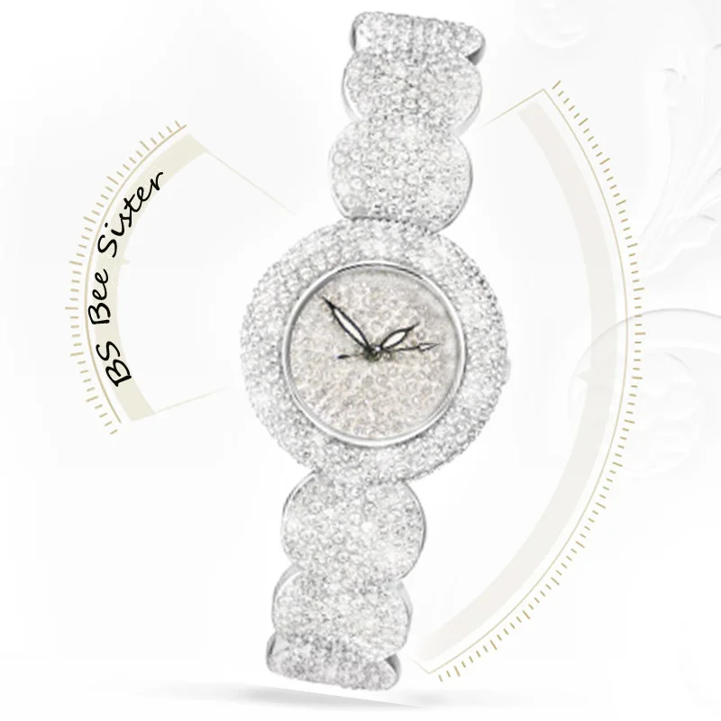 BS Značky Ženy módne náramkové hodinky Quartz Dámy Zlato, Striebro Drahokamu Sledovať Reloj Mujer Hodiny Faux Diamond orologi donna