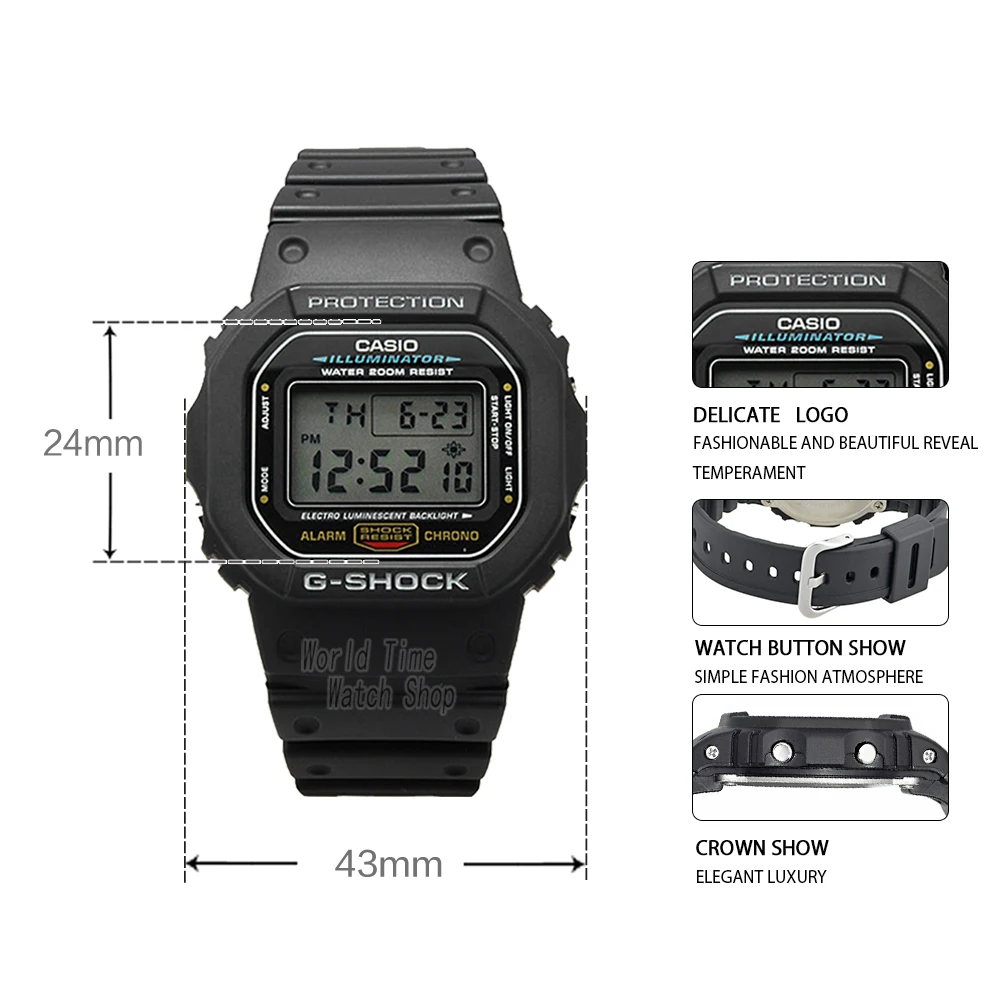 Casio hodinky Módne športové nepremokavé pánske hodinky DW-5600E-1V DW-5600HR-1