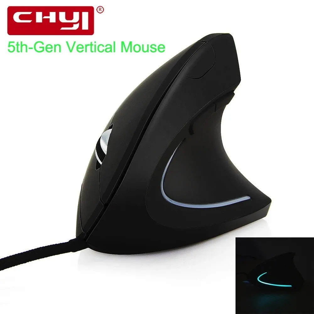 CHYI Káblové 5.-Gen Vertikálne Myš Ergonomický LED Podsvietený Svetlo 3200DPI USB Napájanie do PC Zápästie Zvyšok Chrániť Myší s Podložka pod Myš Auta