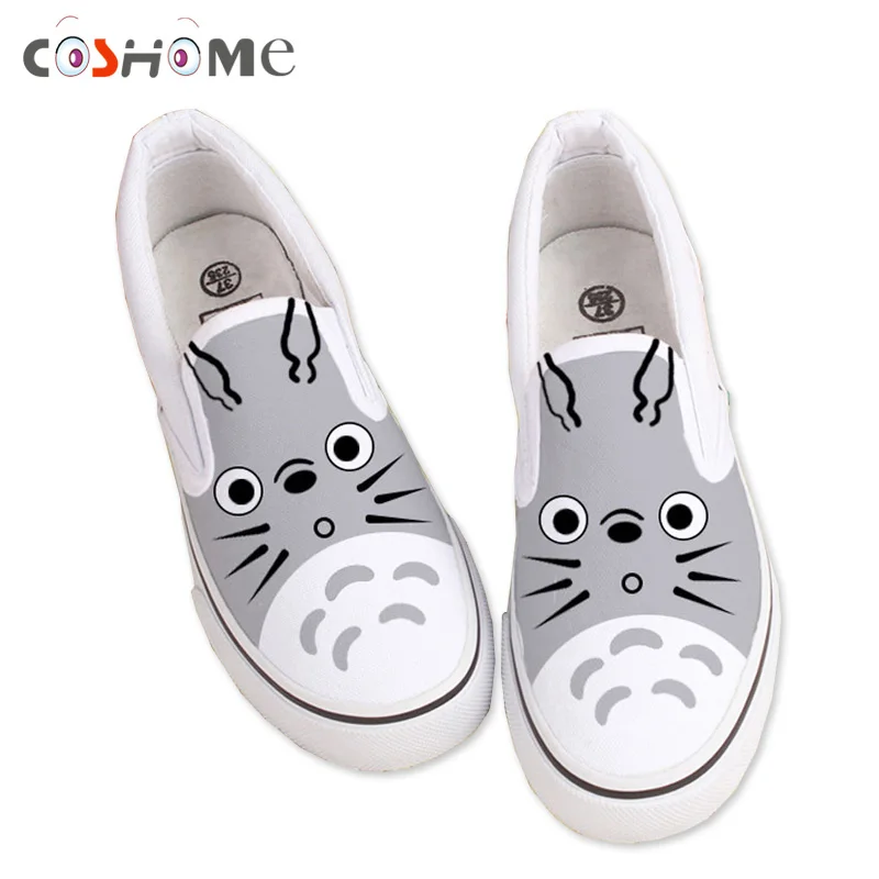 Coshome Totoro Deti Deti Plátno Topánky Nové Maľované Cartoon Priedušná Ploché Topánky Anime Mačka Pre Chlapcov A Dievčatá