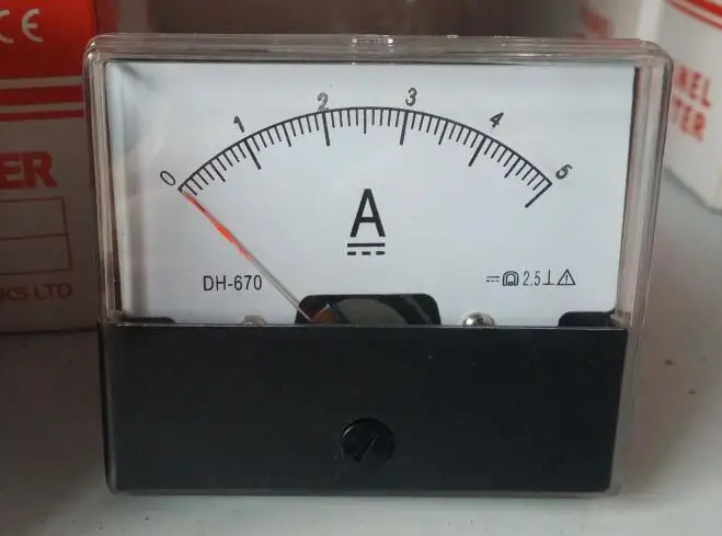 DH-670 DC 0-5A Analógový Amp Panel ammeter ukazovateľ typ aktuálne meter panel