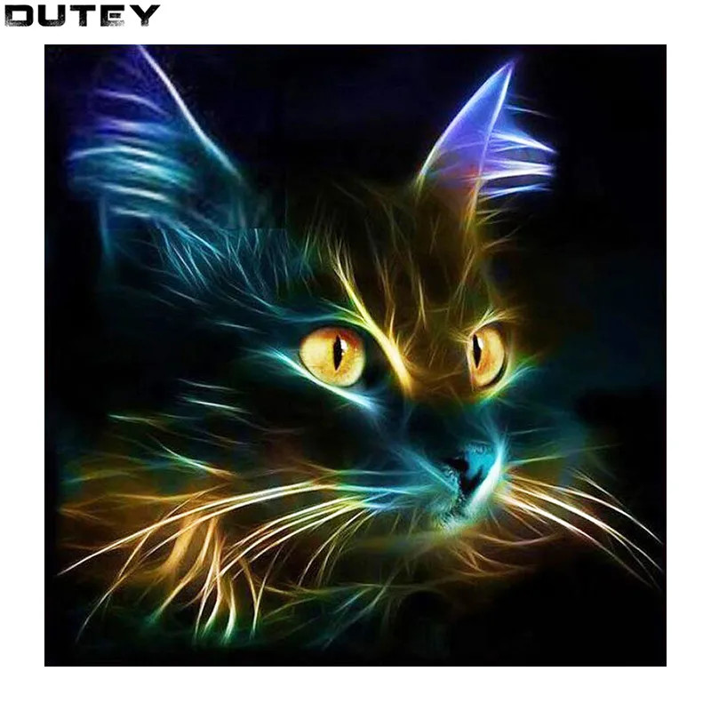 Diamond Maľovanie Mačiatko DIY 3D Diamond Výšivky Farebné Mačka Obrazy S korálikmi Tmavé Svetlo Noci Mozaiky Výkresy