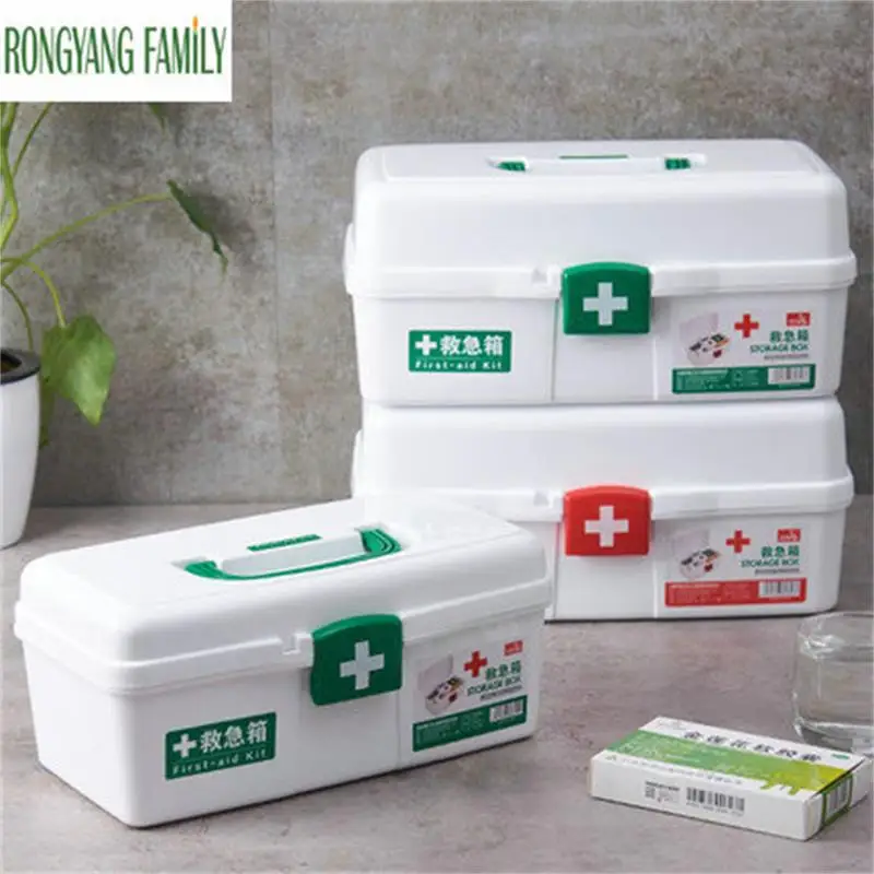 Domácnosti Prvá Pomoc Kit Box Plastový Núdzové Medicíny Organizátor Boxy Kontajner Portable Multi-layer veľkokapacitný Úložný Box